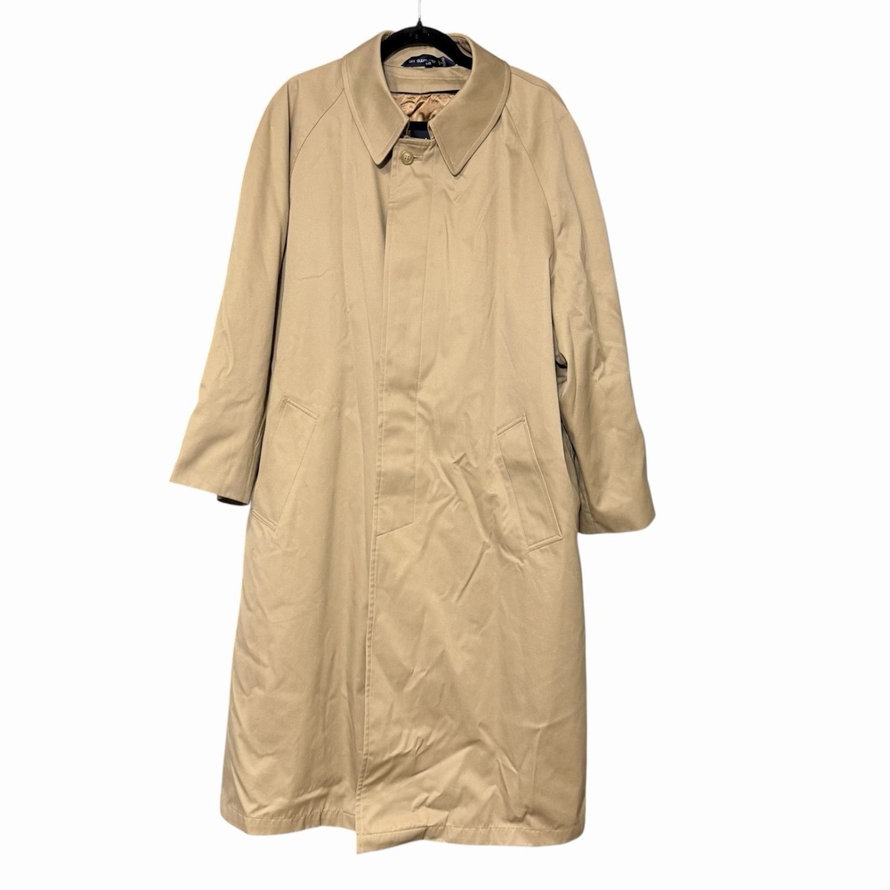 Vintage Ralph Lauren Mens Trench Coat 44R Tan Khaki Removable Liner Raincoat